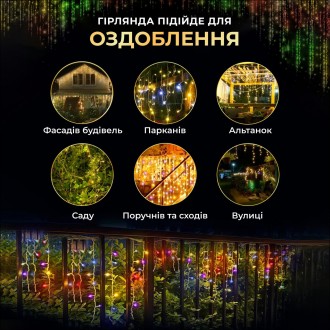 Уличная гирлянда Бахрома с белым проводом - отличный выбор для тех, кто хочет со. . фото 9