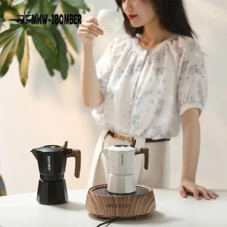 Кофеварка гейзерного типа MHW-3BOMBER Double Valve Moka Pot 1 cup, для кофе, Бел. . фото 4