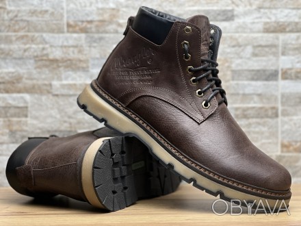 Зимние кожаные ботинки на меху Wrangler Aviator Brown 40