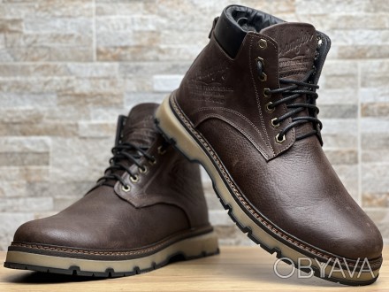 Зимние кожаные ботинки на меху Wrangler Aviator Brown 44