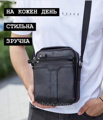 
 
Мужская кожаная сумка-барсетка через плечо с ручкой Tiding Bag TM-85944 черна. . фото 9