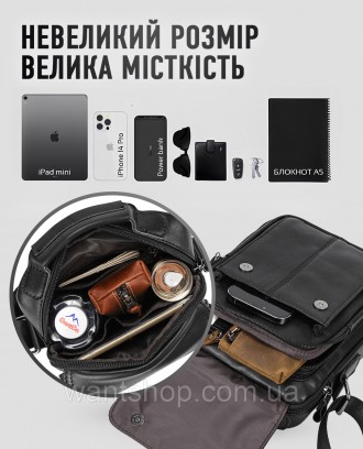 Чоловіча шкіряна сумка-барсетка через плече BEXHILL TM-54946
 
Характеристики:
	. . фото 9