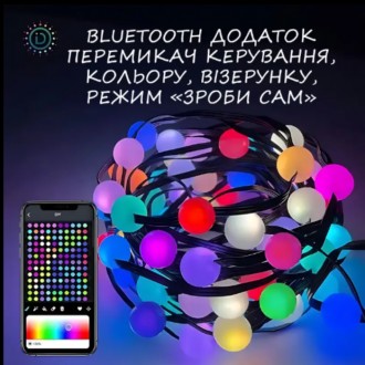 Гірлянда Матова кулька SFK-03, 10 м, керування через APP Bluetooth та пульт ДК, . . фото 5