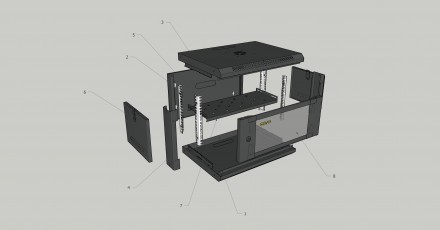 Шкаф настенный серверный GEAR 4U 600x600 черного цвета с полкой (модель GWMSN-4U. . фото 6