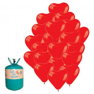 Портативный баллон с гелием + 20 красных сердец. Гостомель. фото 1