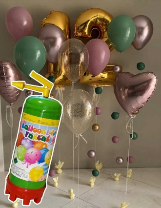 Набор шаров с маленьким гелиевым баллончиком и фольгированными цифрами для яркой. Гостомель. фото 1