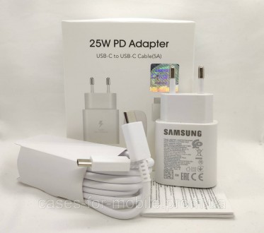 Комплект: Блок швидкого заряджання Samsung 25w PD3.0 (EP-TA800) БІЛОГО кольору з. . фото 3