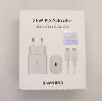 Комплект: Блок швидкого заряджання Samsung 25w PD3.0 (EP-TA800) БІЛОГО кольору з. . фото 8