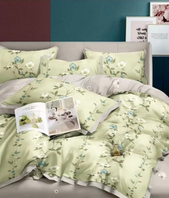 Комплект постільної білизни Soho Євро Elle 200х230 см Flower Olive Grey. Київ. фото 1 Комплект постільної білизни Soho Євро Elle 200х230 см Flower Olive Grey. Київ. фото 1