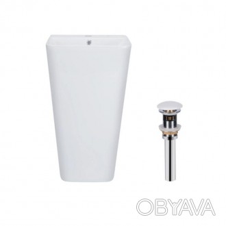 Комплект Qtap Tern: Раковина підлогова моноблок 440х380х830 мм White + Донний кл. . фото 1