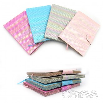 Блокнот на кнопці "Райдуга" A5 PU, 14,6*21см, 80G, 80P, mix4. . фото 1