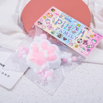 Таба лапка сквиш белая с розовым, с ворсинками кошачья лапка, сквиш котик. Киев. фото 1