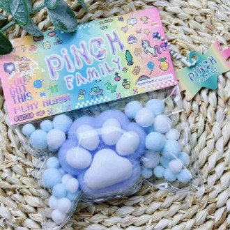 Сквиш таба лапка с ворсинками антистресс, лапка котика голубая. Киев. фото 1