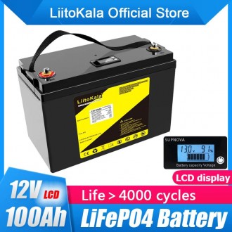 Аккумулятор LiFePO4, LiitoKala, 12V 100Ah, с LCD дисплеем, BMS smart плата. . фото 2