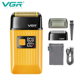 Електробритва VGR V-357 шейвер GOLD, подвійне лезо, 2 насадки, висувний тример, IPX6, LED display. Київ. фото 1 Електробритва VGR V-357 шейвер GOLD, подвійне лезо, 2 насадки, висувний тример, IPX6, LED display. Київ. фото 1