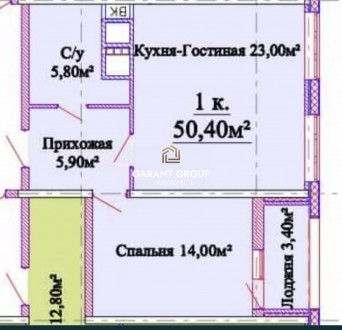 В продаже просторная однокомнатная квартира, в новом доме. Сделан качественный р. Киевский. фото 5