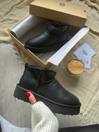 Черевики UGG Classic Ultra Mini Platform Black Leather. Киев. фото 1 Черевики UGG Classic Ultra Mini Platform Black Leather. Киев. фото 1