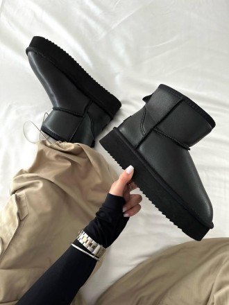 Зимние ботинки UGG MINI PLATFORM BLACK LEATHER. Киев. фото 1 Зимние ботинки UGG MINI PLATFORM BLACK LEATHER. Киев. фото 1