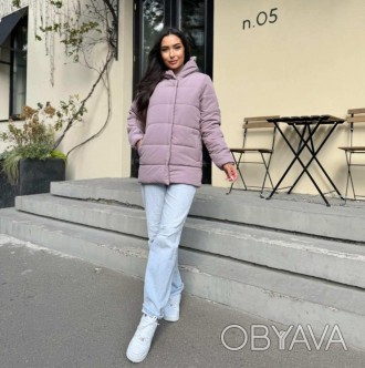 Куртка зимняя женская пудра короткая с капюшоном 44-50р.