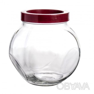 Банка для сипучих продуктів 1730 мл Everglass Sweet new з червоною кришкою скло . . фото 1