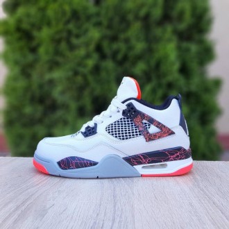 Мужские кроссовки Nike Air Jordan 4 Білі з чорним з червоним 44. Київ. фото 1 Мужские кроссовки Nike Air Jordan 4 Білі з чорним з червоним 44. Київ. фото 1
