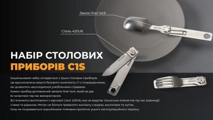 Опис набору столових приборів Roxon C1S:
 Кишеньковий набір Roxon C1S складаєтьс. . фото 18