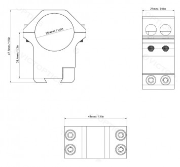 Крепление кольца Vector Optics VIMD-03 25.4 мм высокие на ласточкин хвост 11 мм
. . фото 3