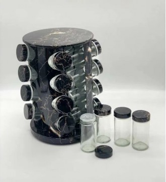 Органайзер для специй, набор емкостей баночек Marble BLACK 16 штук. Харків. фото 1 Органайзер для специй, набор емкостей баночек Marble BLACK 16 штук. Харків. фото 1