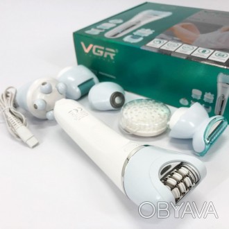 Бездротовий водостійкий жіночий епілятор для обличчя та тіла 6в1 з USB. . фото 1 У цьому наборі є все, щоб ваша шкіра була м’якою та шовковистою. Потужний . . фото 1