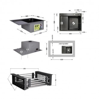 Комплект Lidz Handmade H6350BR (BlackPVD) містить чорну мийку з правим крилом, д. . фото 3