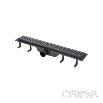 Трап Qtap Dry FF304-600MBLA линейный с сухим затвором и нержавеющей решеткой 600