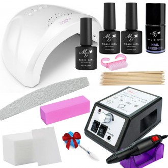 Стартовий набір для маникюру з гель лаком Magic Girl з лампою UV/LED Sun One 48 Вт та фрезер Lina Marsedes 20000об. Рогатин. фото 1 Стартовий набір для маникюру з гель лаком Magic Girl з лампою UV/LED Sun One 48 Вт та фрезер Lina Marsedes 20000об. Рогатин. фото 1