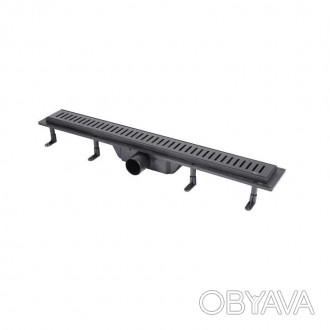 Трап Qtap Dry FA304-700MBLA линейный с сухим затвором и нержавеющей решеткой 700