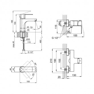 Комплект змішувачів для раковини та душу Qtap Lipno 2в1 (QTLIPNO1023101CB47268) . . фото 3