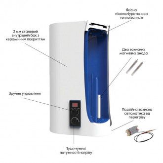 Водонагрівач Thermo Alliance 100 л, мокрий ТЕН 2 кВт (0,8+1,2) DT100V20G(PD)/2 у. . фото 6