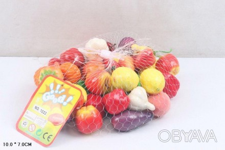 Іграшковий набір продукти арт. 1022 фрукти та овочі, пенопласт у сітці 10*7с