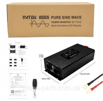 Перетворювач DatouBoss DN-03 DC-AC 12-220V (2000/4000W) з чистою синусоїдою — це. . фото 11