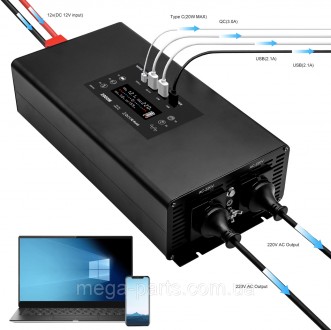 Перетворювач DatouBoss DN-03 DC-AC 12-220V (2000/4000W) з чистою синусоїдою — це. . фото 9