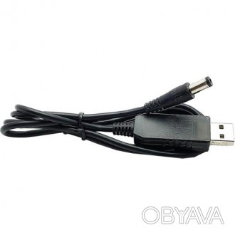 Кабель з перетворювачем 5V на 9V, 0.5A, 5.5x2.1 DC, для роутера, ONU, Black. . фото 1