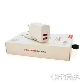 СЗУ AC100-240V iKAKU KSC-179 FENGXING, 2xUSB, 2.4A, White, Box. . фото 1