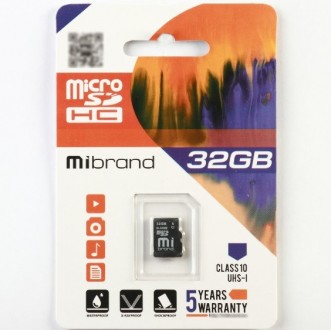 Карта пам'яті Mibrand microSDHC Class 10 UHS-I, 32GB. Дніпро. фото 1 Карта пам'яті Mibrand microSDHC Class 10 UHS-I, 32GB. Дніпро. фото 1