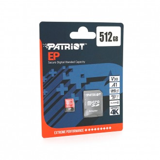Карта пам'яті Patriot LX microSDHC Class 10UHS-I U3, V30 (R-100MB/s, W-80MB/s), 512GB. Дніпро. фото 1 Карта пам'яті Patriot LX microSDHC Class 10UHS-I U3, V30 (R-100MB/s, W-80MB/s), 512GB. Дніпро. фото 1