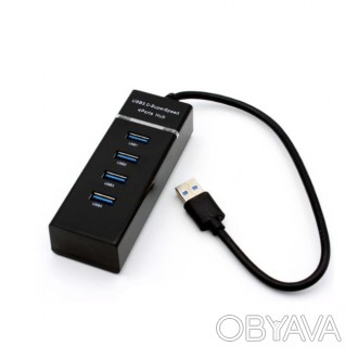 Хаб USB 3.0 UH-303, 4 порта, поддержка до 1TB, Black, Blister. . фото 1