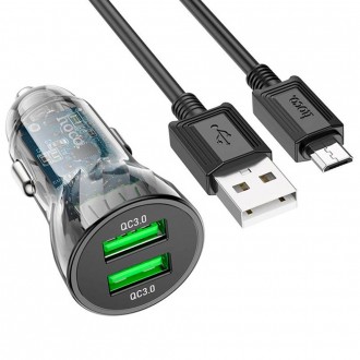 Набор АЗУ 12-24V HOCO Z47+ кабель Micro, 2xUSB 3.0, 2.4A, кабель 1м, Black, Box. Дніпро. фото 1 Набор АЗУ 12-24V HOCO Z47+ кабель Micro, 2xUSB 3.0, 2.4A, кабель 1м, Black, Box. Дніпро. фото 1