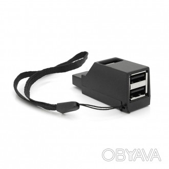 Портативний USB HUB 3.0 на 1 порт USB3.0+2 порти USB2.0, Black, OEM. . фото 1