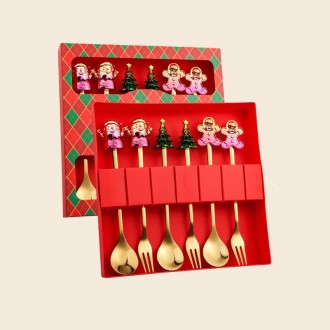 Набор столовых приборов новогодних Merry Christmas 14744 золотистый. Кропивницкий. фото 1