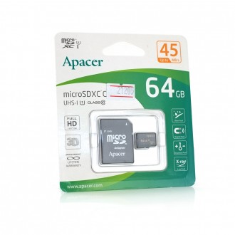 Карта пам'яті Apacer microSDHC Class 10 UHS-I, 64GB. Дніпро. фото 1 Карта пам'яті Apacer microSDHC Class 10 UHS-I, 64GB. Дніпро. фото 1