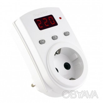 Бытовое защитное реле по напряжению VP-10AS в розетку, однофазное, 10А, 2200Вт,