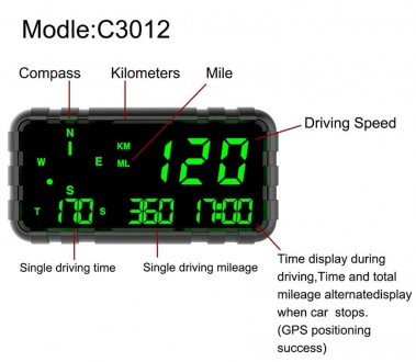 GPS СНІДОМЕТР HUD C3012 простий та легкий в експлуатації. Встановіть його на лоб. . фото 4