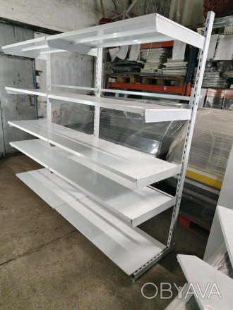 Торгові металеві стелажі б у, стелажі бу лінія 2,42 м, односторонні стелажі прис